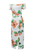 Print Off Shoulder Slit Bodycon Midi Dress